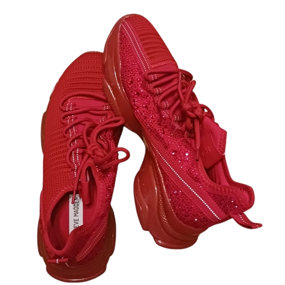 Steve Madden Cherry RED MAX GLITTER ACCENT Shoes Men's 9M RARE & SOLD OUT